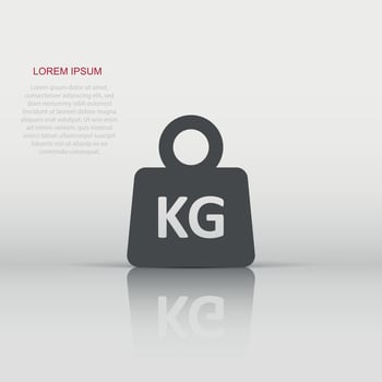 Scale icon in flat style. Kilogram dumbbell vector illustration on white isolated background. Gym business concept.