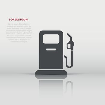 Fuel pump icon in flat style. Gas station sign vector illustration on white isolated background. Petrol business concept.