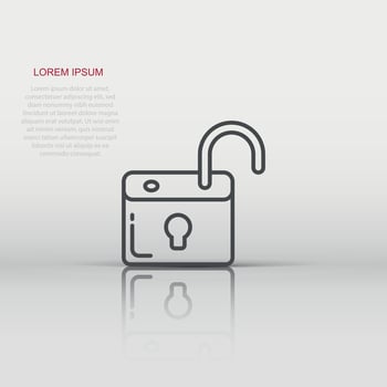Locker icon in flat style. Padlock password vector illustration on white isolated background. Key unlock business concept.