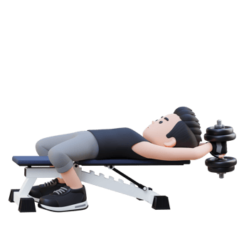 3D Sportsman Character Strengthening Back and Chest with Dumbbell Pullover Exercise png
