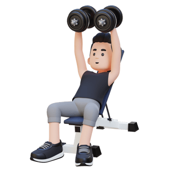 3D Sportsman Character Sculpting Muscular Chest with Incline Bench Dumbbell Chest Fly png