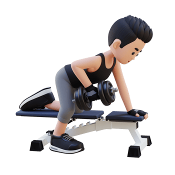 3D Sportsman Character Sculpting Back Muscles with Dumbbell Row Exercise png