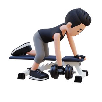 3D Sportsman Character Sculpting Back Muscles with Dumbbell Row Exercise png