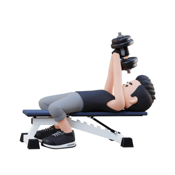 3D Sportsman Character Strengthening Back and Chest with Dumbbell Pullover Exercise png