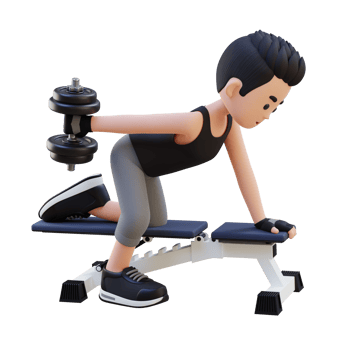 3D Sportsman Character Sculpting Triceps with Dumbbell Kickback Exercise png
