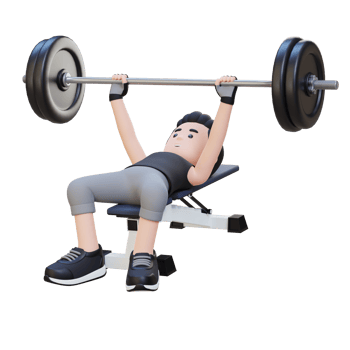 3D Sportsman Character Building Strength with Barbell Bench Press Exercise png