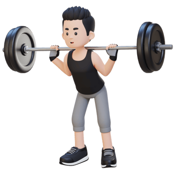 3D Sportsman Character Building Lower Body Strength with Barbell Squat Workout png