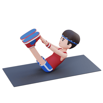 Dynamic 3D Sporty Male Character Performing Abs V Ups Workout at the Gym png