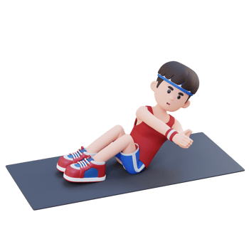 Energetic 3D Sporty Male Character Engaging in Abs Russian Twist Workout at the Gym png