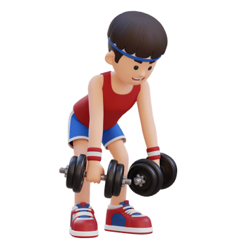 3D Sportsman Character Performing Dumbbell Bent Over Reverse Fly png