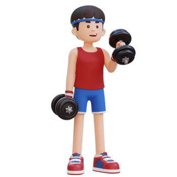 3D Sportsman Character Performing Left Hammer Curl with Dumbbell png