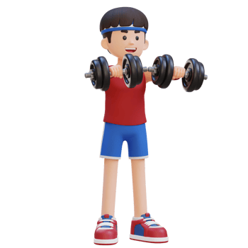 3D Sportsman Character Performing Dumbbell Front Raise png