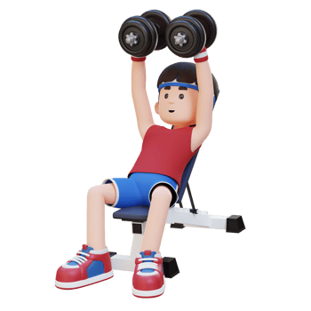 3D Sportsman Character Sculpting Muscular Chest with Incline Bench Dumbbell Chest Fly png