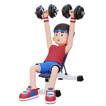 3D Sportsman Character Building Upper Body Strength with Incline Bench Dumbbell Chest Press png