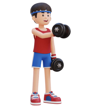 3D Sportsman Character Performing Dumbbell Chest Fly png