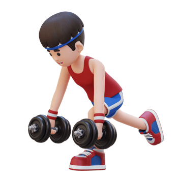 3D Sportsman Character Performing Dumbbell Single Leg Deadlift left png