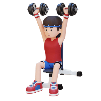 3D Sportsman Character Sculpting Strong Shoulders with Dumbbell Shoulder Bench Press png