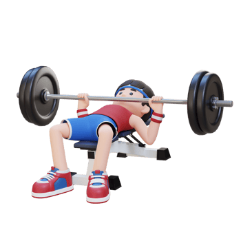 3D Sportsman Character Building Strength with Barbell Bench Press Exercise png