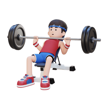3D Sportsman Character Sculpting Upper Body with Incline Bench Press Workout png