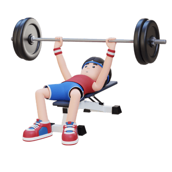 3D Sportsman Character Building Strength with Barbell Bench Press Exercise png