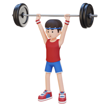 3D Sportsman Character Building Shoulder Strength with Overhead Press Workout png