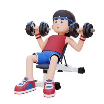 3D Sportsman Character Building Upper Body Strength with Incline Bench Dumbbell Chest Press png