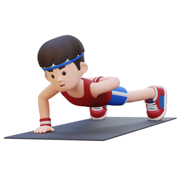 3D Sporty Male Character Mastering Single Arm Push Up at the Gym png