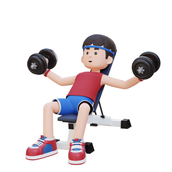 3D Sportsman Character Sculpting Muscular Chest with Incline Bench Dumbbell Chest Fly png