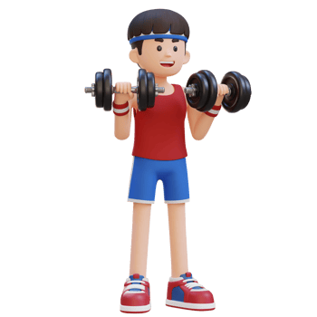 3D Sportsman Character Performing Dumbbell Reverse Curl png