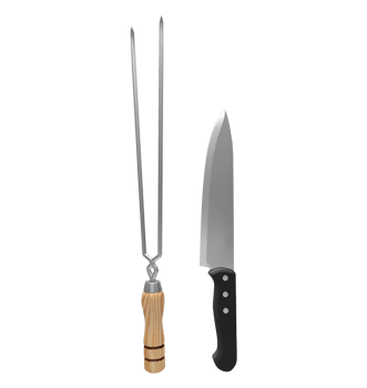 wooden and metal barbecue utensils with text png