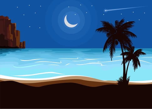 the sea at night illustration vector
