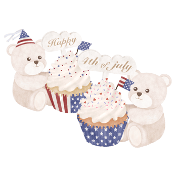 Cute bear cartoon Fourth of July png