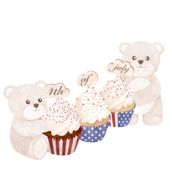 Cute bear cartoon Fourth of July png