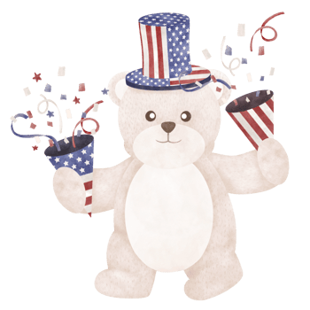 Cute bear cartoon Fourth of July png