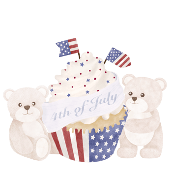 Cute bear cartoon Fourth of July png