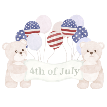Cute bear cartoon Fourth of July png