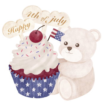 Cute bear cartoon Fourth of July png