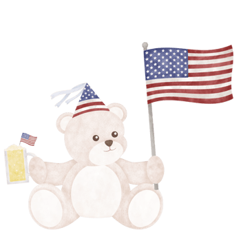 Cute bear cartoon Fourth of July png