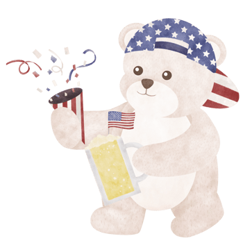Cute bear cartoon Fourth of July png