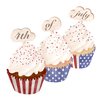 Watercorlor cupcake for 4th of july png