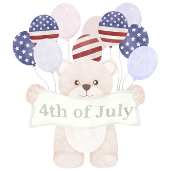 Cute bear cartoon Fourth of July png