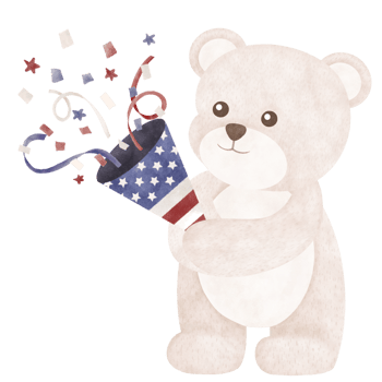 Cute bear cartoon Fourth of July png