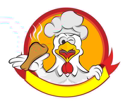Illustration of a chicken wearing a chef's hat vector