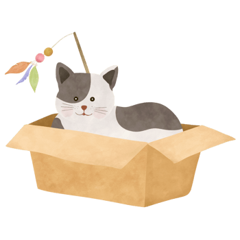 cute cat in a paperbox cartoon illustration png
