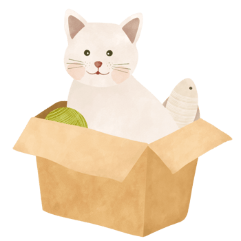 cute cat in a paperbox cartoon illustration png