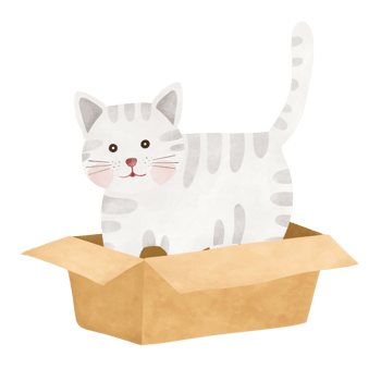 cute cat in a paperbox cartoon illustration png