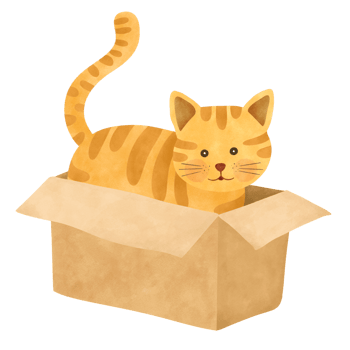 Cute cartoon cat in a paperbox png