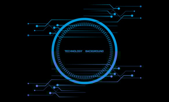 Abstract digital technology circuit board,Abstract blue neon light on dark background,Digital technology for background vector