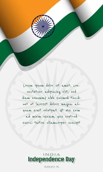 India Independence Day template with waving Indian flag and copy space area vector