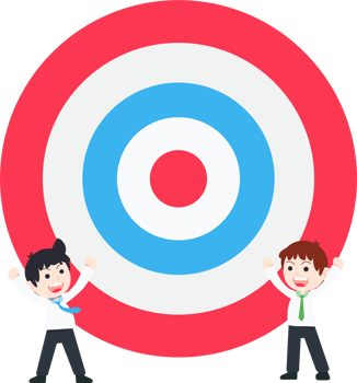 SD Business Man And Colleague are standing around a large target png